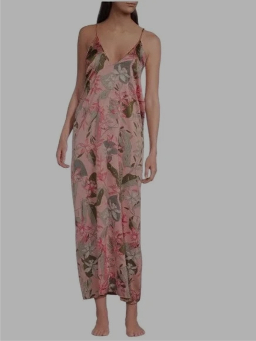 Van Winkle Co Women's Tank Maxi Nightgown Floral Romantic Side Pocket Medium NWT - Picture 10 of 10